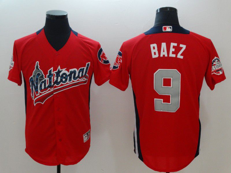 Men Chicago Cubs #9 Baez Orange All star MLB Jerseys